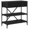 vidaXL Konsoollaud sahtliga riiuliga Must tamm 75 x 34,5 x 75 cm puit