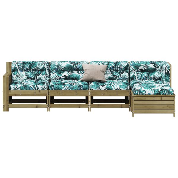 vidaXL 5-osaline aiam&ouml;&ouml;bli komplekt patjadega, immutatud m&auml;nnipuit