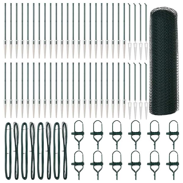 vidaXL Aiapost Roheline 100 x 0,6 m (25 mm võrgu) Terased ja PVC