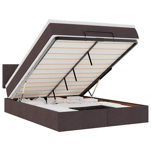 vidaXL ottomani voodi madratsita ja LED, tumepruun, 140x190cm, kangas