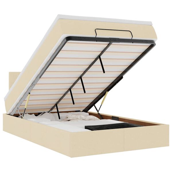 vidaXL ottomani voodi madratsiga, kreemjas, 120x190 cm, kangas