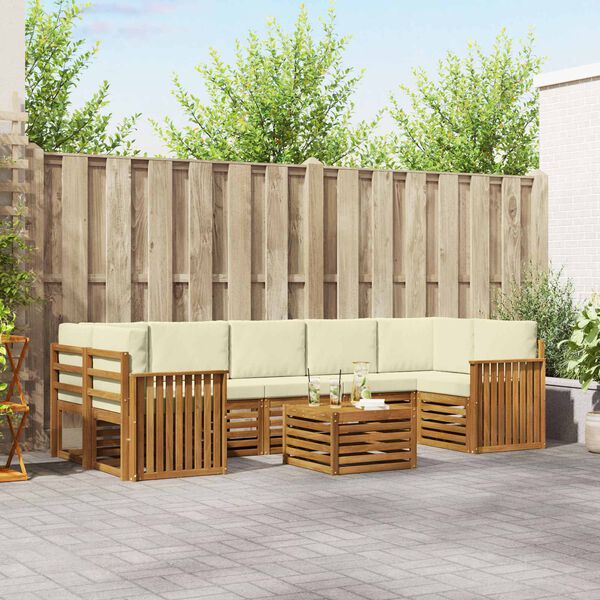 vidaXL V&auml;li diivanikomplekt 8 pcs Looduslik ja kreem Tugev akatsiapuu