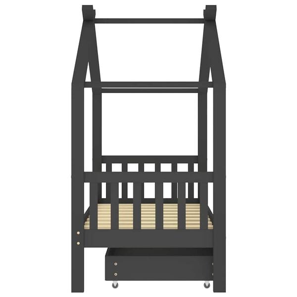 vidaXL lastevoodi raam sahtliga, tumehall m&auml;nnipuit, 80x160 cm