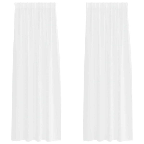 vidaXL Voile Kardin kardinatega 2 pcs Valge 225 x 140 cm Polüester