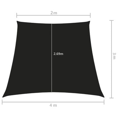 vidaXL oxford-kangast päikesepuri trapets, 2/4x3 m m must