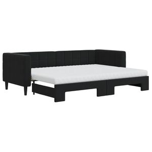 vidaXL diivanvoodi v&auml;ljat&otilde;mmatava osaga, must, 80x200 cm, samet