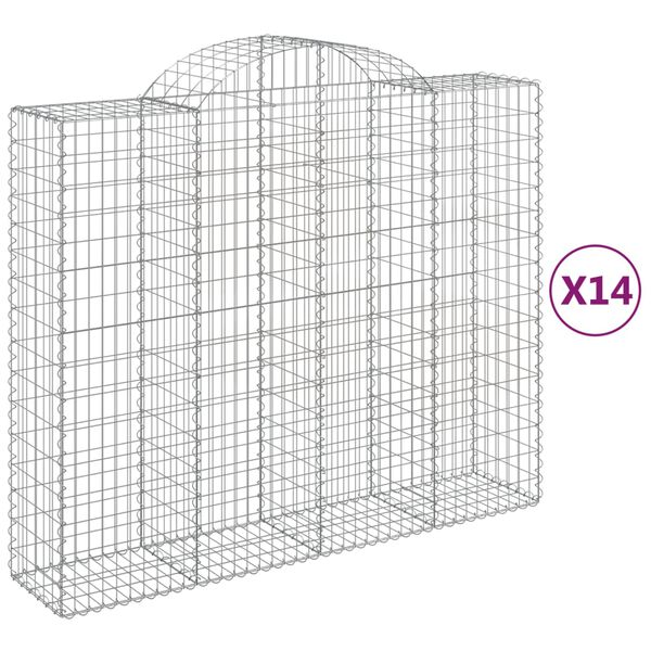 vidaXL kaarekujulised gabioonkorvid 14 tk, 200x50x160/180 cm, raud