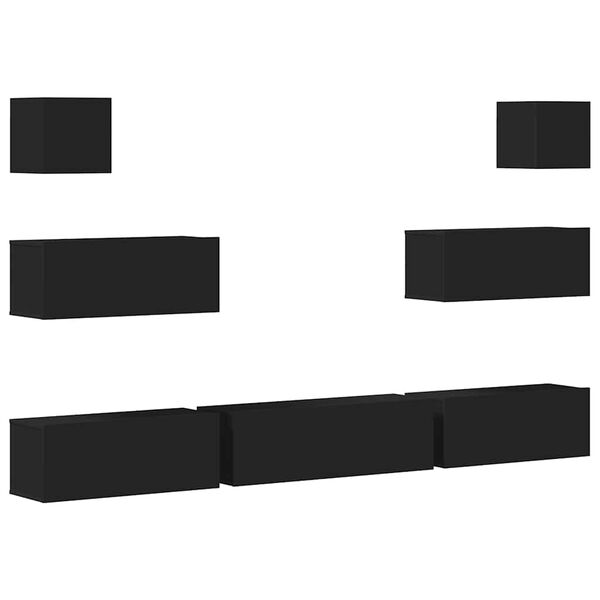 vidaXL 7 -osaline telerikappide komplekt, must, tehispuit