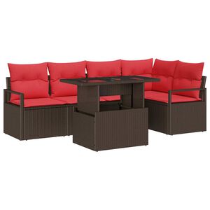 vidaXL Aia Diivanikomplekt padjaga 6 pcs Pruun ja Punane pol&uuml;rotang