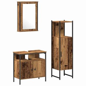 vidaXL Vannitoa m&ouml;&ouml;bleset 3 pcs Pruun 33 x 33 x 120.5 cm Tehispuit