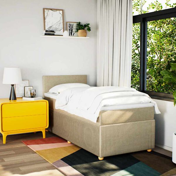 vidaXL kontinentaalvoodi madratsiga, kreemjas, 90x190 cm, kangas