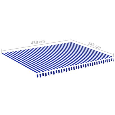 vidaXL varikatuse asenduskangas, sinine ja valge, 4,5 x 3,5 m