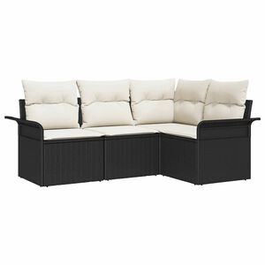 vidaXL Aia Diivanikomplekt padjaga 4 pcs Must pol&uuml;rotang