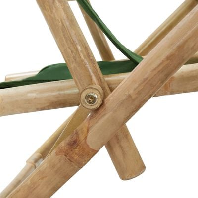vidaXL allalastava seljatoega puhketool, roheline, bambus ja kangas