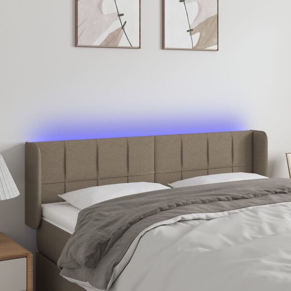 vidaXL LED-voodipeats, pruunikashall, 147x16x78/88 cm, kangas