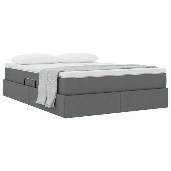 vidaXL Voodi hoiukohaga ja madratsiga Tumehall 140 x 200 cm Pol&uuml;ester