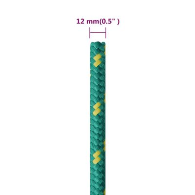 vidaXL paadiköis, roheline, 12 mm, 250 m, polüpropüleen