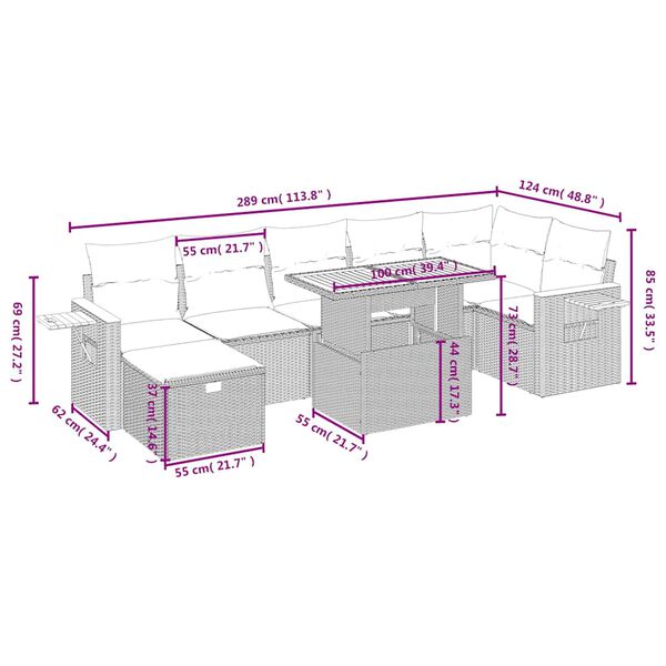 vidaXL 8-osaline aiadiivani komplekt patjadega, must, pol&uuml;rotang
