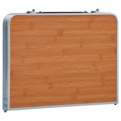 vidaXL kokkupandav matkalaud, pruun, alumiinium, 60 x 40 cm