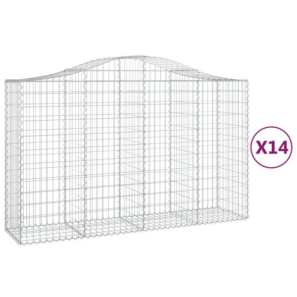 vidaXL kaarekujulised gabioonkorvid 14 tk, 200x50x120/140 cm, raud