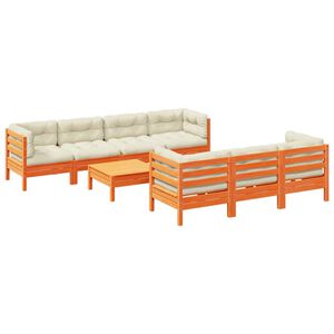 vidaXL 8-osaline aiadiivani komplekt patjadega, vahapruun, männipuit