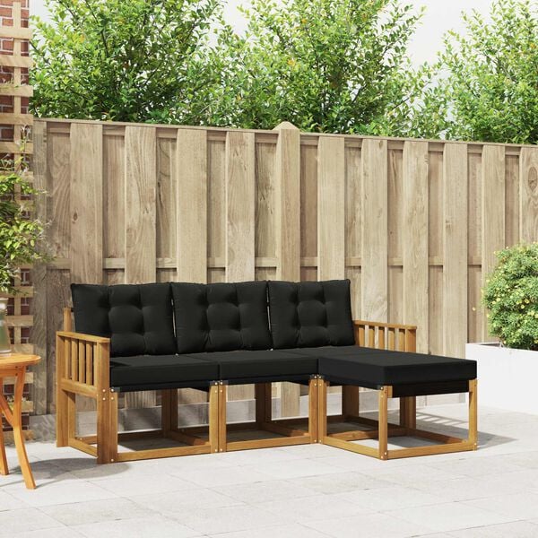 vidaXL V&auml;li diivanikomplekt padjaga 4 pcs Looduslik ja must