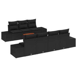 vidaXL Aia Diivanikomplekt padjaga 8 pcs Must pol&uuml;rotang