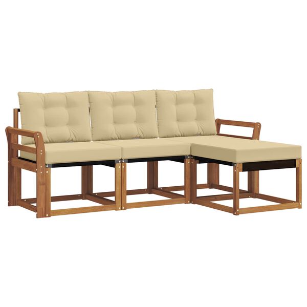 vidaXL V&auml;li diivanikomplekt padjaga 4 pcs Looduslik ja beež