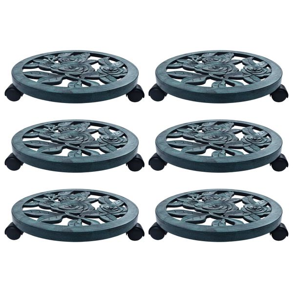 vidaXL ratastel taimealus 6 tk, roheline, 38 cm, plast