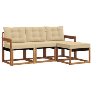vidaXL V&auml;li diivanikomplekt padjaga 4 pcs Looduslik ja beež