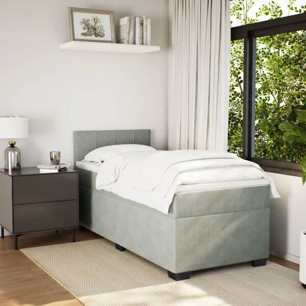 vidaXL kontinentaalvoodi madratsiga, helehall, 80x200 cm, samet