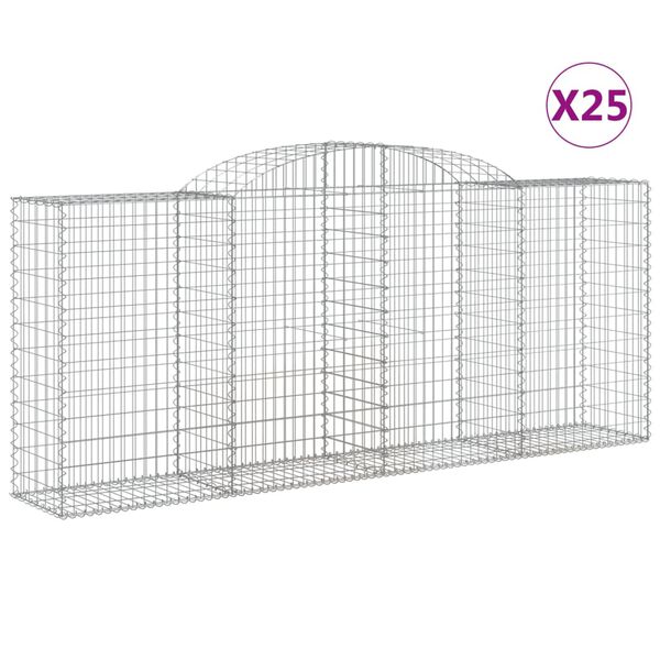 vidaXL kaarekujulised gabioonkorvid 25 tk, 300x50x120/140 cm, raud