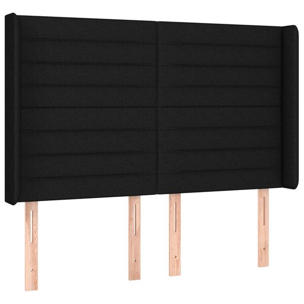 vidaXL LED-voodipeats, must, 147x16x118/128 cm, kangas