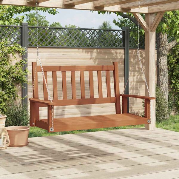 vidaXL aiakiik-pink metallkettidega pruun kuusepuit