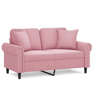 vidaXL 2-kohaline diivan patjadega, roosa, 120 cm, samet