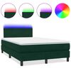 vidaXL kontinentaalvoodi madrats ja LED, tumeroheline, 120x210 cm, samet