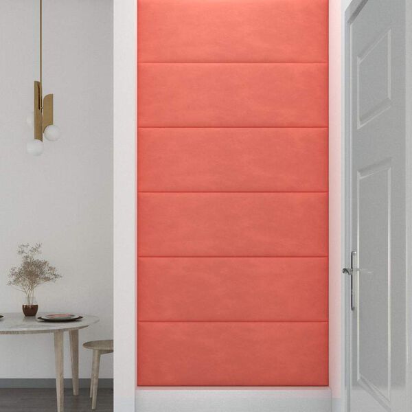 vidaXL seinapaneelid 12 tk, roosa, 90 x 30 cm, samet, 3,24 m²