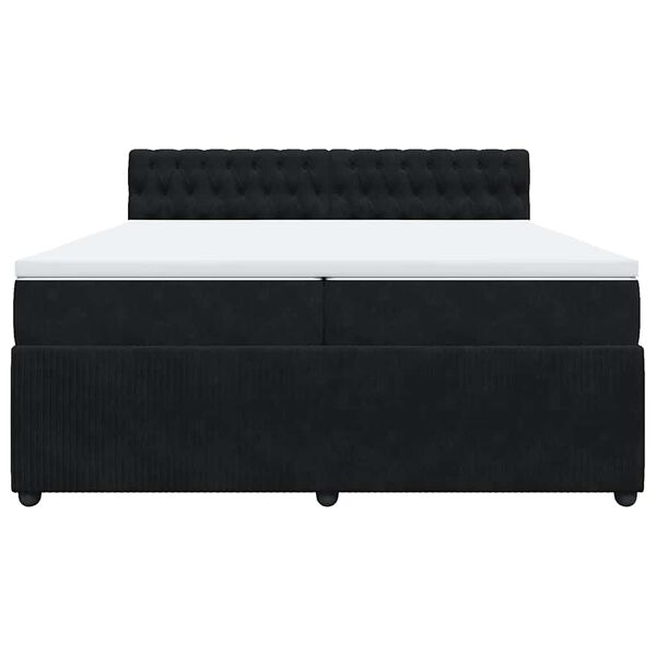 vidaXL kontinentaalvoodi madratsiga, must, 200x200 cm, samet