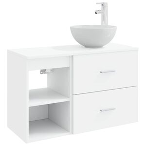 vidaXL Vannitoa m&ouml;&ouml;bleset 2 pcs Valge Tehispuit
