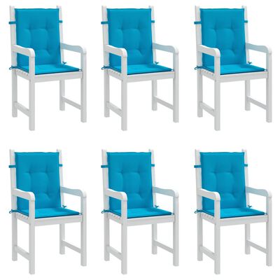 vidaXL madala seljatoega toolipadjad 6 tk, sinine, 100x50x3 cm, kangas