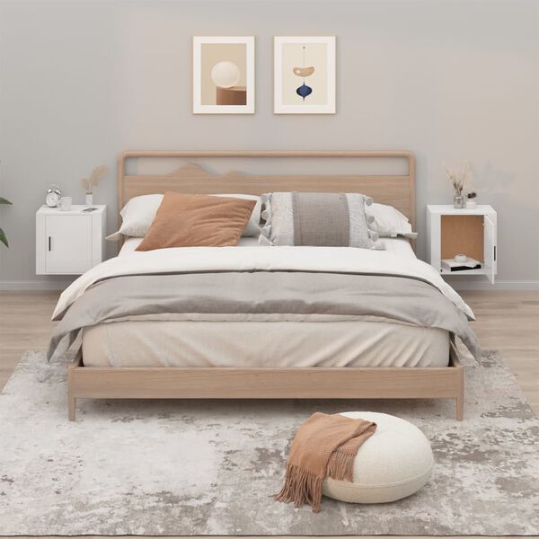 vidaXL seinale kinnitatavad &ouml;&ouml;kapid, K&otilde;rgl&auml;ikega valge, 50x30x47 cm