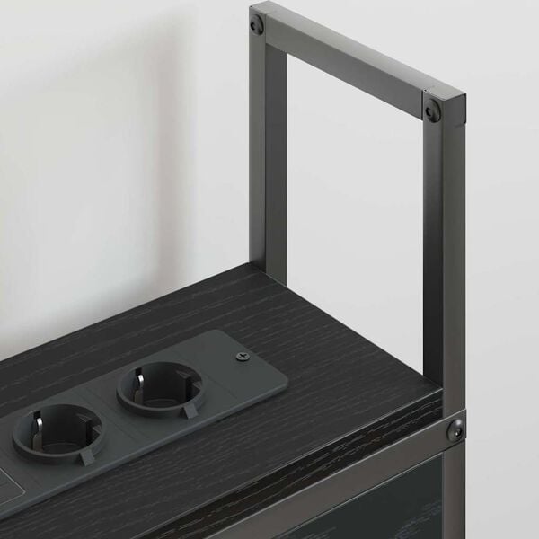 vidaXL S&auml;ilitusega peatoed laadimisjaamaga Must tamm 143 x 15 x 98 cm