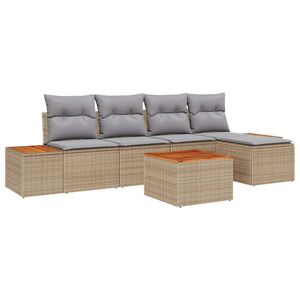 vidaXL Aia Diivanikomplekt padjaga 6 pcs Beež ja heledhall Pol&uuml;rottang