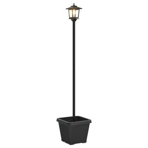 vidaXL P&auml;ikeseenergia lamp posti ja lillekastiga Must 32 x 32 x 158 cm