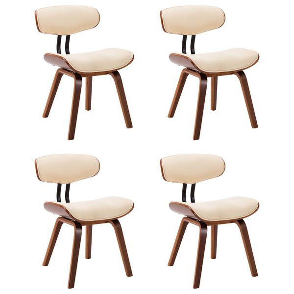 vidaXL s&ouml;&ouml;gitoolid 4 tk, kreemjasvalge, painutatud puit ja kunstnahk