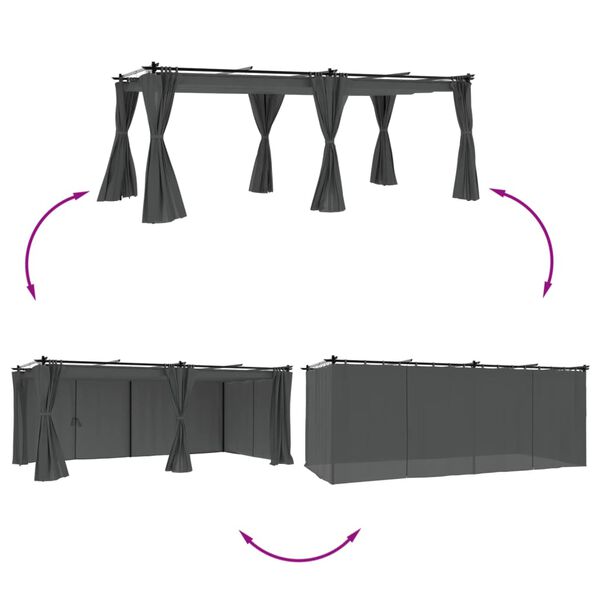 vidaXL kardinatega paviljon, antratsiithall, 6x3 m, teras