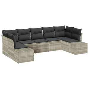 vidaXL Aia Diivanikomplekt ladustamisega 7 pcs Helehall Pol&uuml;rooster