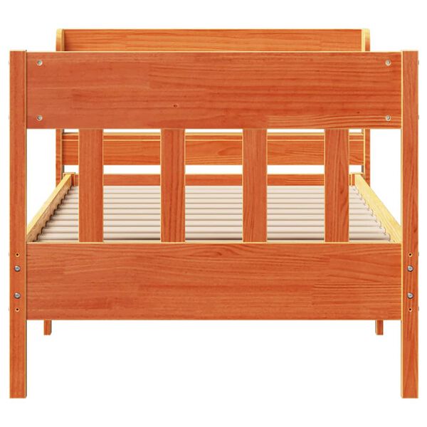 vidaXL voodiraam ilma madratsita, vahapruun, 75 x 190 cm, männipuit