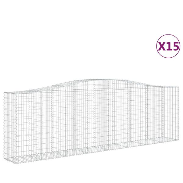 vidaXL kaarekujulised gabioonkorvid 15 tk, 400x50x120/140 cm, raud
