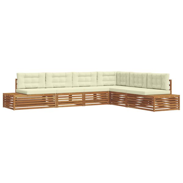 vidaXL V&auml;li diivanikomplekt padjaga 6 T&uuml;kk Looduslik ja kreem